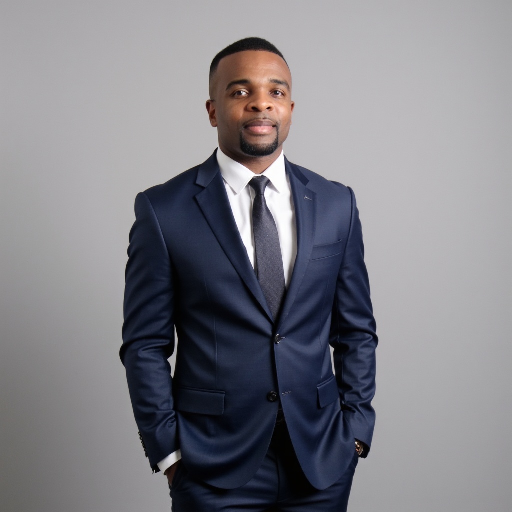 Man in a suit posing confidently.